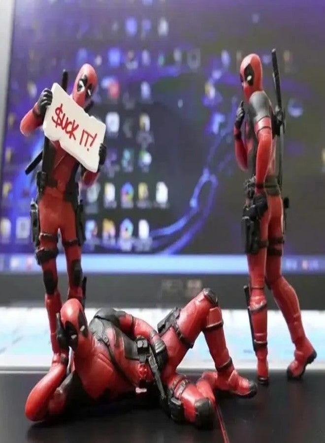 YOURKARTS.COM Dead pul Action Figure Set of 3-Piece PVC Models in Red Outfit | Display Collectible for Home, Desk or Gift for Superhero Fans | Trending Accessories 2025 - Image 5